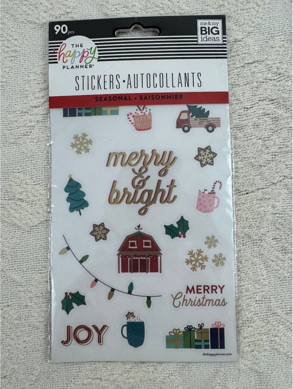 The Happy Planner Christmas Seasonal Stickers 90 Pc Holiday Merry & Bright NEW